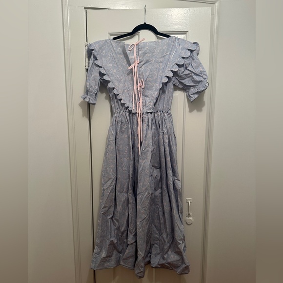 Dondolo Blue and Pink Striped Smocked Women’s Dress - Picture 6 of 7